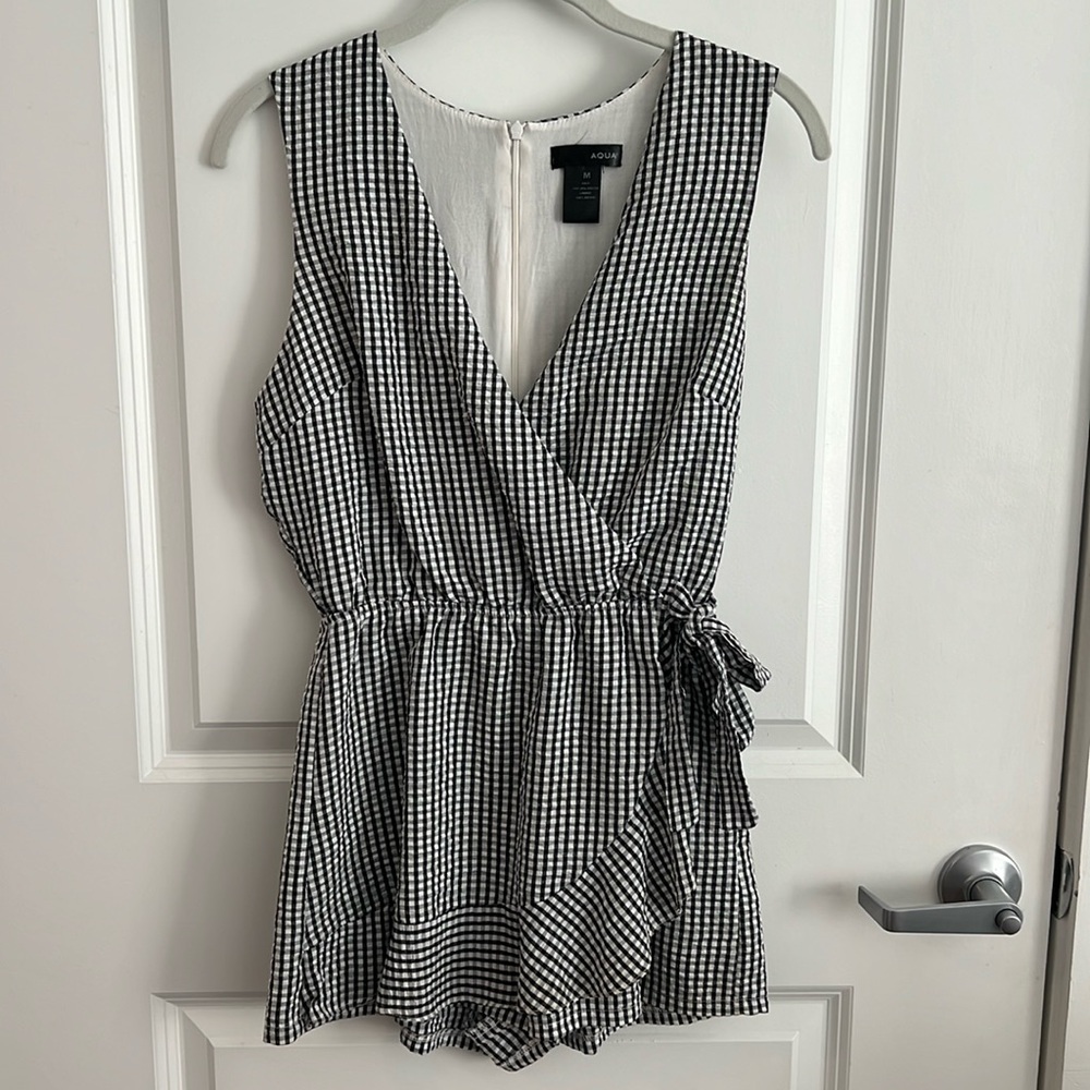 black gingham romper